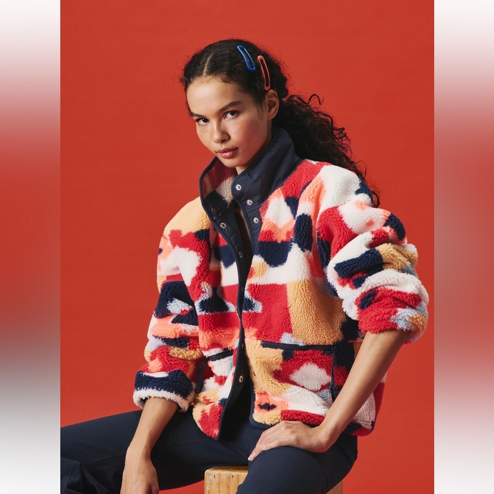 Free People Hit the Slopes Fleece Jacket- Plum Zebra Print (retired print)